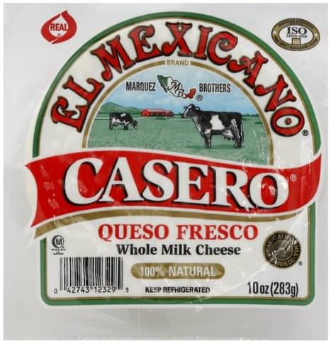 El Mexicano Whole Milk, Casero Cheese - 10 oz, Nutrition Information ...