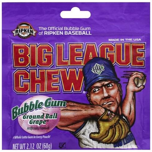 Big League Chew Grape Ball Grape Bubble Gum - 2.12 Oz, Nutrition 