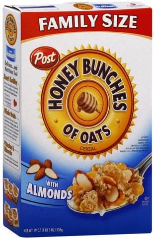 Honey Bunches with Almonds, Family Size Cereal - 19 oz, Nutrition  Information | Innit