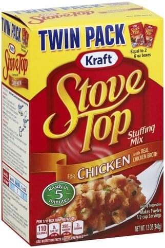 Stove Top Chicken, Twin Pack Stuffing Mix - 12 Oz, Nutrition ...