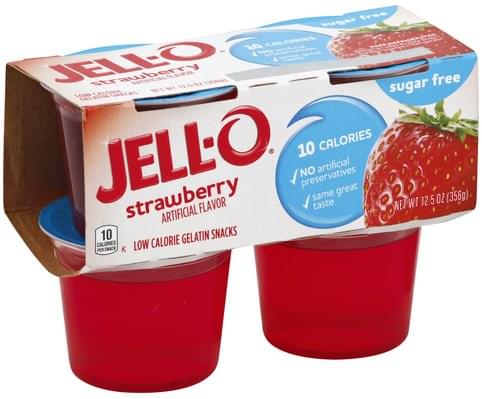 Jell O Low Calorie, Sugar Free, Strawberry Gelatin Snacks - 12.5 oz ...