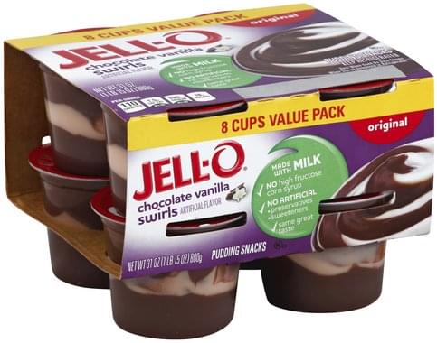 Jell O Original, Chocolate Vanilla Swirls, Value Pack Pudding Snacks ...