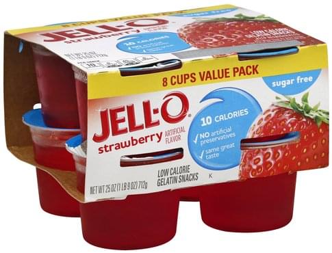 Jell O Low Calorie, Sugar Free, Strawberry, Value Pack Gelatin Snacks ...