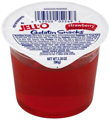 Jell O Strawberry Gelatin Snacks - 3.39 Oz, Nutrition Information | Innit