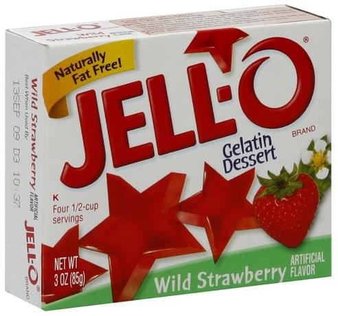 Jell O Wild Strawberry Gelatin Dessert - 3 Oz, Nutrition Information ...