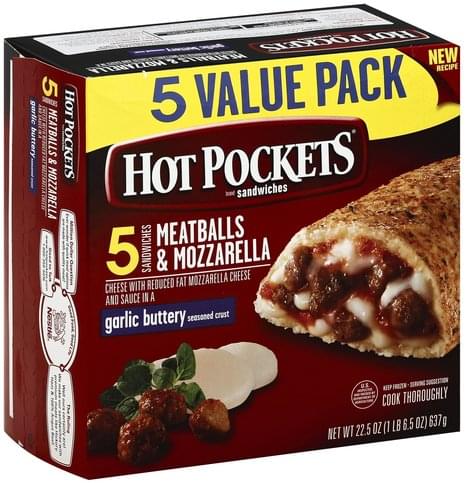 Hot Pockets Meatballs & Mozzarella, 5 Value Pack Sandwiches - 5 ea ...