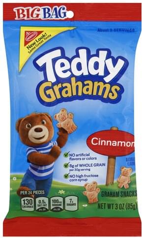 Teddy Grahams Cinnamon, Big Bag Graham Snacks - 3 oz, Nutrition ...