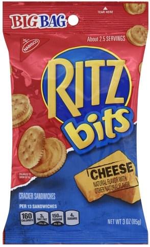 Ritz Cheese, Big Bag Cracker Sandwiches - 3 oz, Nutrition Information ...