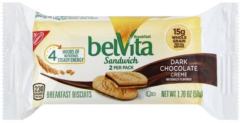 BelVita Dark Chocolate Creme Breakfast Biscuits - 1.76 oz, Nutrition ...