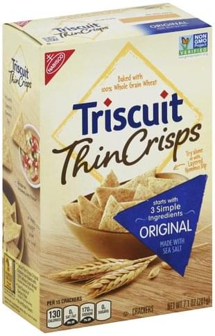 Triscuit Thin Crisps, Original Crackers - 7.1 oz, Nutrition Information ...