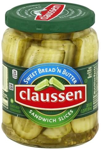 Claussen Sweet Bread N Butter Sandwich Slices Pickles Oz Nutrition Information Innit