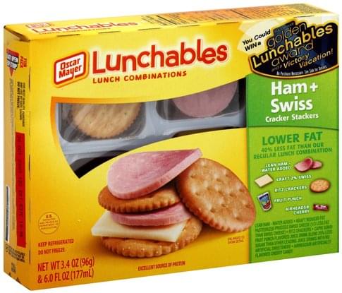 Lunchables Ham + Swiss, Fun Pack Lunch Combinations - 1 ea, Nutrition ...