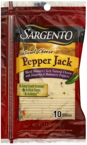 Sargento Pepper Jack, with Jalapeno & Habanero Peppers, Sliced Cheese ...