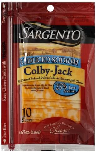 Sargento Colby-Jack, Reduced Sodium Cheese Slices - 10 ea, Nutrition ...