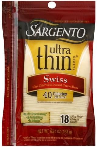 Sargento Swiss, Ultra Thin Cheese - 18 ea, Nutrition Information | Innit