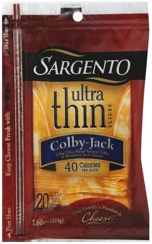 Sargento Ultra Thin, Colby-Jack Cheese Slices - 20 ea, Nutrition ...