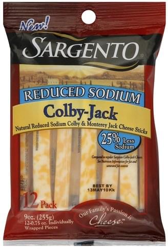 Sargento Cheese Sticks, Colby-Jack, Reduced Sodium Cheese Sticks - 12 ...