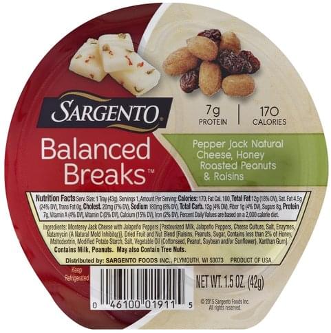 Sargento Pepper Jack Cheese Snack - 1.5 oz, Nutrition Information | Innit