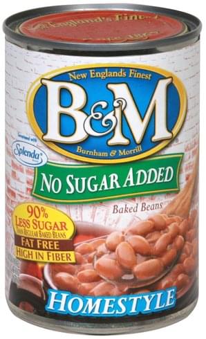 B & M Homestyle, No Sugar Added Baked Beans - 16 Oz, Nutrition ...