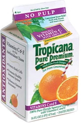 Tropicana Double Vitamin C With 100 E No Pulp Orange Juice 16 Oz Nutrition Information Innit