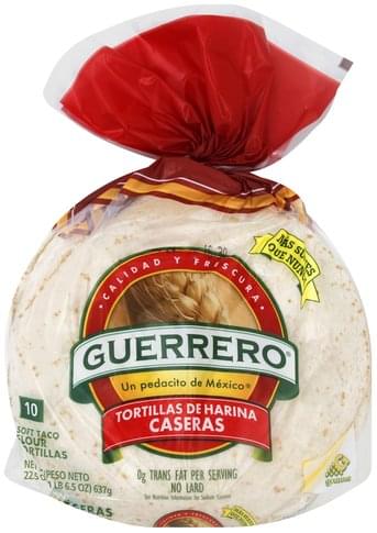 Guerrero Flour, Soft Taco Tortillas - 10 ea, Nutrition Information | Innit