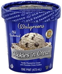 Walgreens Old Fashioned, Cookies 'n Cream Ice Cream - 1 pt, Nutrition ...