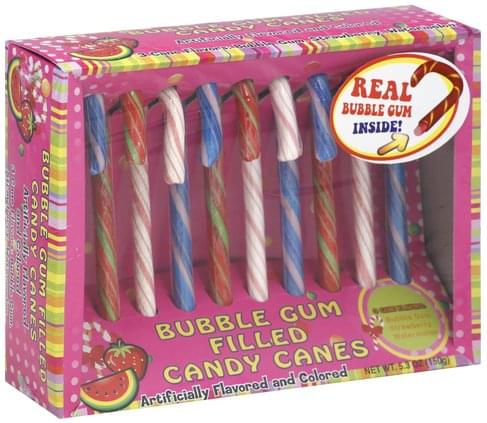 Four Star Bubble Gum Filled, Assorted Flavors Candy Canes - 5.3 oz