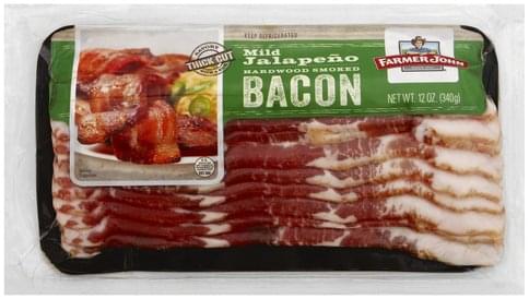 Farmer John Thick Cut, Hardwood Smoked, Mild Jalapeno Bacon - 12 oz ...