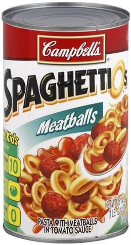 Spaghettios With Meatballs In Tomato Sauce Meatballs Pasta 26 25 Oz Nutrition Information Innit