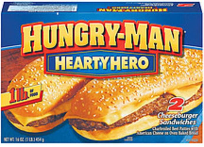 Hungry-Man Cheeseburger Sandwiches 2 Ct Hearty Hero - 16 oz, Nutrition ...