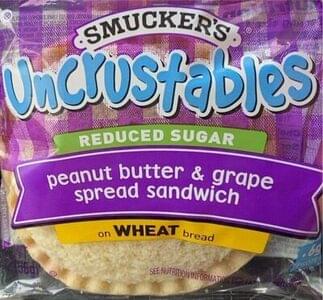 Smucker's Uncrustables Reduced Sugar Peanut Butter & Grape Spread ...