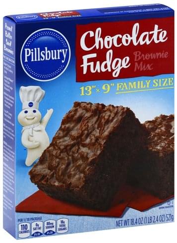 Pillsbury Chocolate Fudge, Family Size Brownie Mix - 18.4 oz, Nutrition ...