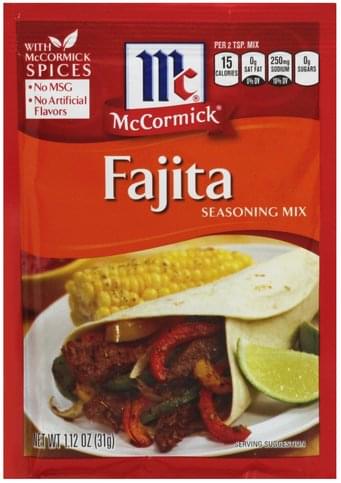 McCormick Fajita Seasoning Mix - 1.12 oz, Nutrition Information | Innit