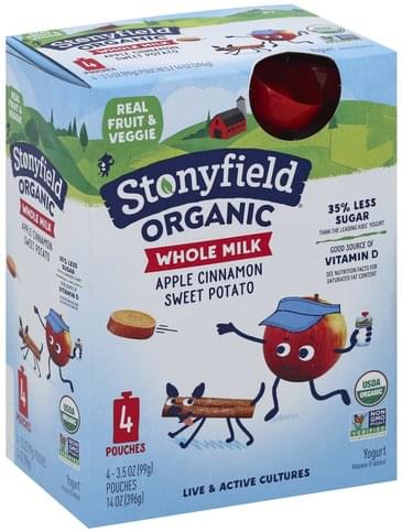 Stonyfield Farm Whole Milk, Apple Cinnamon Sweet Potato Yogurt - 4 ea ...