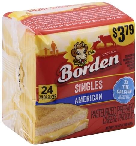 Borden American, Singles Cheese - 24 Ea, Nutrition Information | Innit