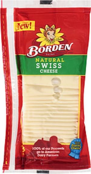 Borden Natural Swiss 10.8 Oz Cheese Slices - 18, Nutrition Information ...