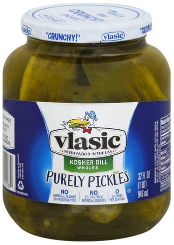 Vlasic Wholes, Kosher Dill Pickles - 32 oz, Nutrition Information | Innit