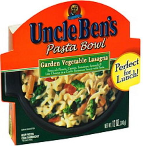 Uncle Ben's Garden Vegetable Lasagna Pasta Bowl - 12 oz, Nutrition ...