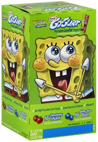 Yoplait Portable Lowfat, SpongeBob SquarePants, Strawberry Splash ...