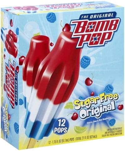 Bomb Pop Sugar Free, Original Pops - 12 ea, Nutrition Information | Innit