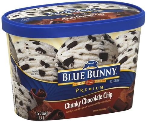 Blue Bunny Premium, Chunky Chocolate Chip Ice Cream - 1.5 QT, Nutrition ...