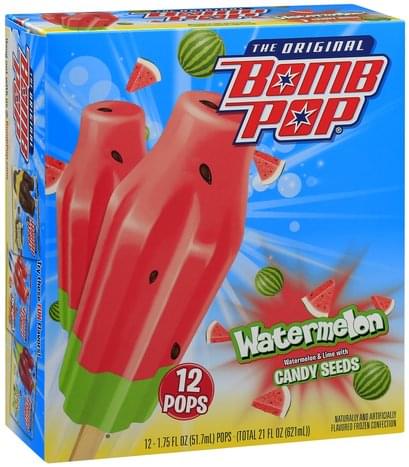 Bomb Pop Watermelon Frozen Confection - 12 ea, Nutrition Information ...