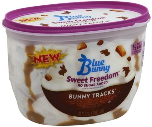 Blue Bunny No Sugar Added, Bunny Tracks Ice Cream - 46 oz, Nutrition