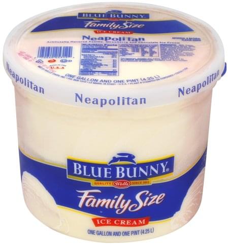 Blue Bunny Neapolitan, Family Size Ice Cream - 144 oz, Nutrition ...