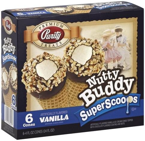 Purity Nutty Buddy Super Scoops Vanilla Cones Ea Nutrition Information Innit