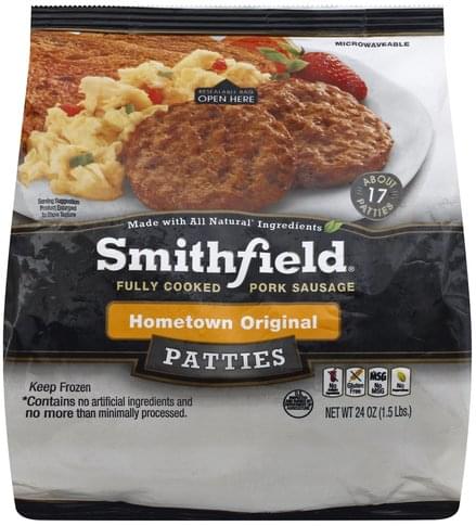 Smithfield Patties, Hometown Original Pork Sausage - 24 Oz, Nutrition ...