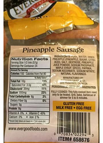 Evergood Pineapple Sausage 57 G Nutrition Information Innit