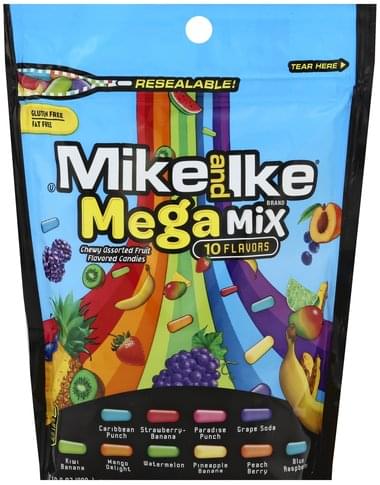 Mike and Ike Assorted Fruit Flavored, Mega Mix Chewy Candies - 10 oz ...