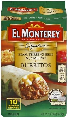 Calories in El Monterey Spicy Jalapeno Bean & Cheese Chimichangas and  Nutrition Facts