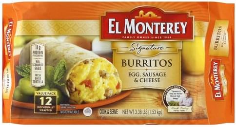 El Monterey Egg, Sausage & Cheese, Value Pack Burritos - 12 ea ...